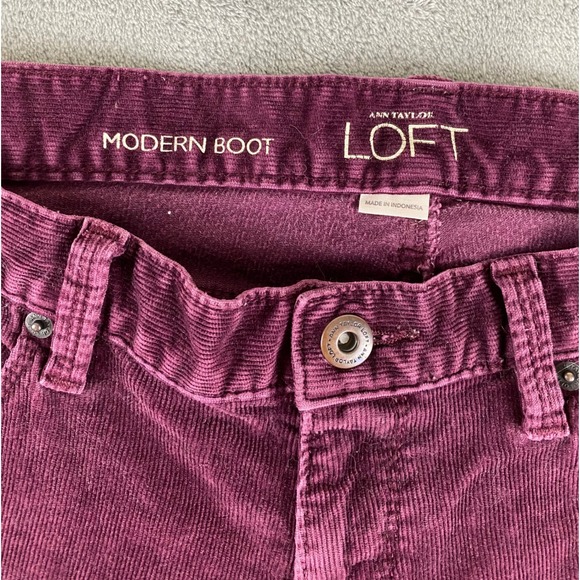 LOFT Modern Boot Corduroy Pants Burgundy Women's Size 10 Flared - Picture 3 of 11